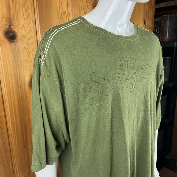Pelle Pelle Mens Shirt Live Forever Leather Ankh Design  4XL Shirt Studded Green - Picture 4 of 10